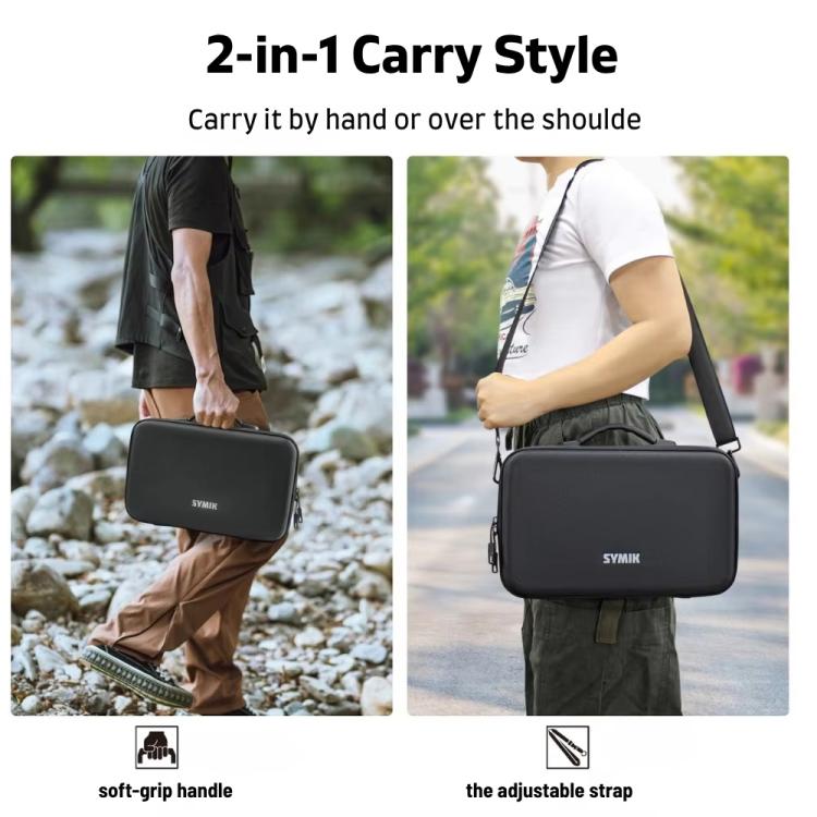 For Insta360 X5 / X4 Camera SYMIK Large Capacity Storage Bag Handbag Messenger Carrying Case - Black