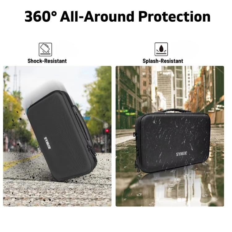 For Insta360 X5 / X4 Camera SYMIK Large Capacity Storage Bag Handbag Messenger Carrying Case - Black