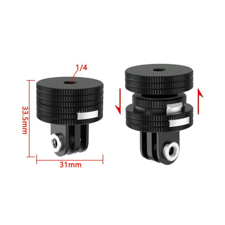 TFSM105 1/4 Female To 3-page Card Slot Action Camera Quick Release Adapter Tripod Accessories