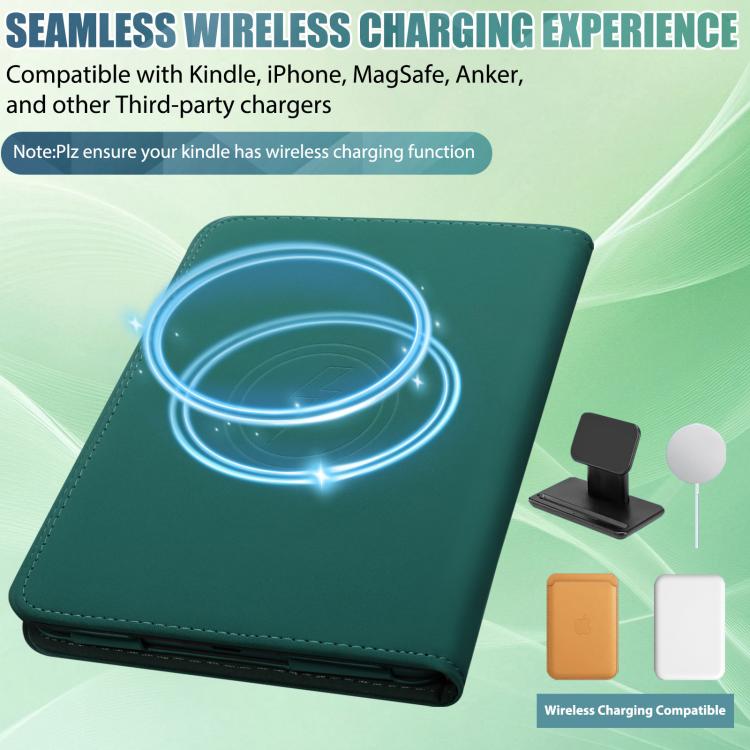 For Kindle Paperwhite 12th Gen 2024/ 11th Gen 2021 Leather Case Supports Magnetic Wireless Charging, Foldable Stand, Auto Sleep/Wake