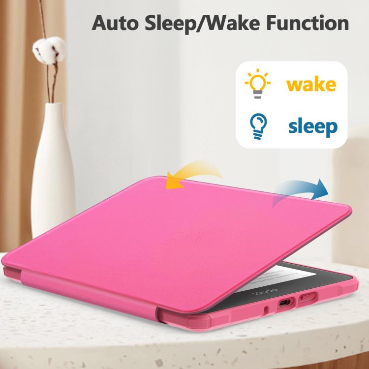 For Kindle Paperwhite 12th Gen 2024 7-inch Leather Case Transparent Protective Cover With Auto Wake/Sleep