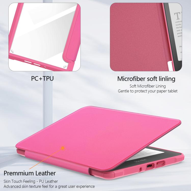 For Kindle Paperwhite 12th Gen 2024 7-inch Leather Case Transparent Protective Cover With Auto Wake/Sleep
