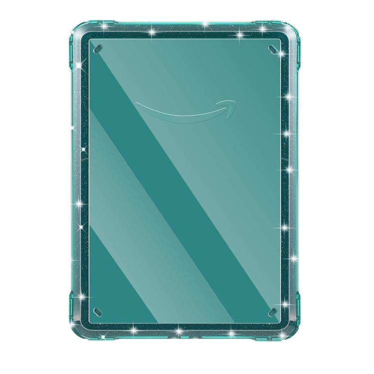 For Kindle Paperwhite 12th Gen 2024 Clear Case TPU+PC Lightweight Scratch-Proof Cover Ink Green Glitter