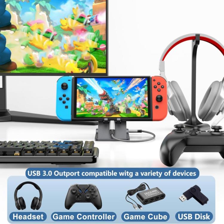 For Nintendo Switch / Switch 2 / Switch OLED Game Console Base HD Video Converter 3 In 1 Expansion Dock For TV Screen Mirroring - Tarnish