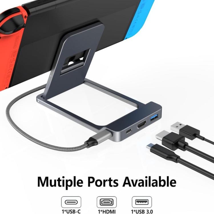 For Nintendo Switch / Switch 2 / Switch OLED Game Console Base HD Video Converter 3 In 1 Expansion Dock For TV Screen Mirroring - Tarnish