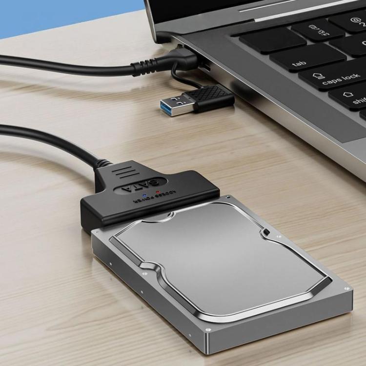USB 3.0/USB-C to SATA 22-Pin Adapter Cable for 2.5-inch Laptop HDD/SSD, Cable Length:  25cm