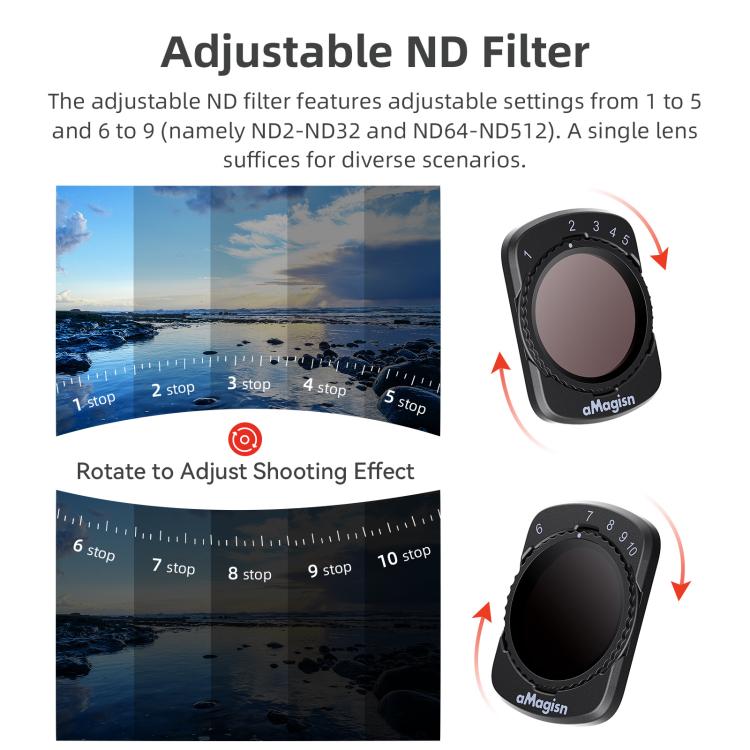For DJI Osmo Pocket 3 aMagisn Adjustable Magnetic Filter Camera Lens Filters ND1000