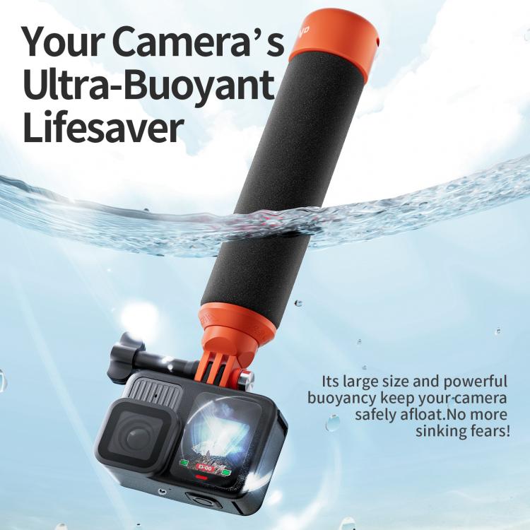 aMagisn Universal Floating Hand Grip for Action Cameras with Triple Claw & 1/4-inch Screw Mount - Black Orange