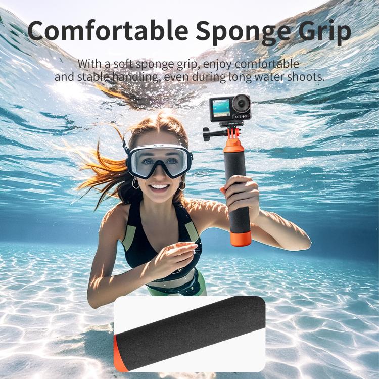 aMagisn Universal Floating Hand Grip for Action Cameras with Triple Claw & 1/4-inch Screw Mount - Black Orange
