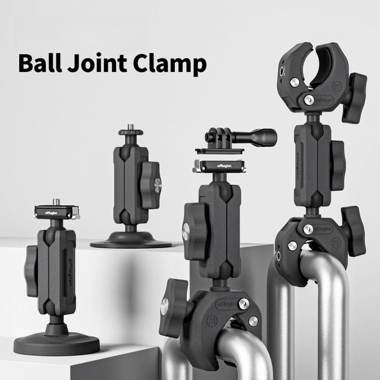 aMagisn Metal Arm Clamp Magnetic Base with 1/4-inch Ball Head For Insta360, DJI, GoPro Cameras - Black