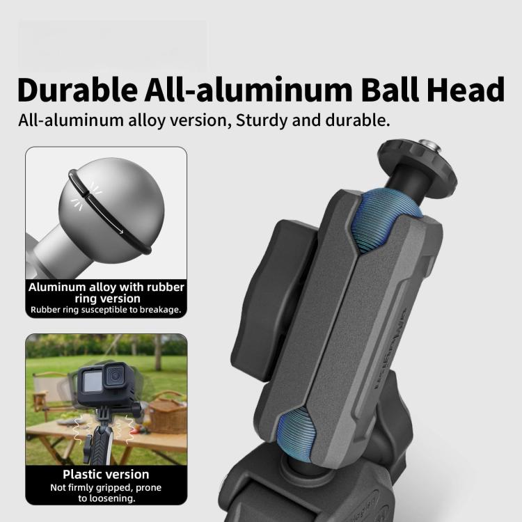 aMagisn Metal Arm Clamp Magnetic Base with 1/4-inch Ball Head For Insta360, DJI, GoPro Cameras - Black