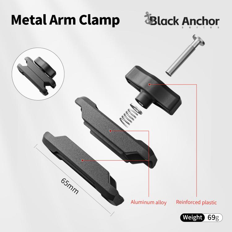 aMagisn Metal Arm Clamp Magnetic Base with 1/4-inch Ball Head For Insta360, DJI, GoPro Cameras - Black