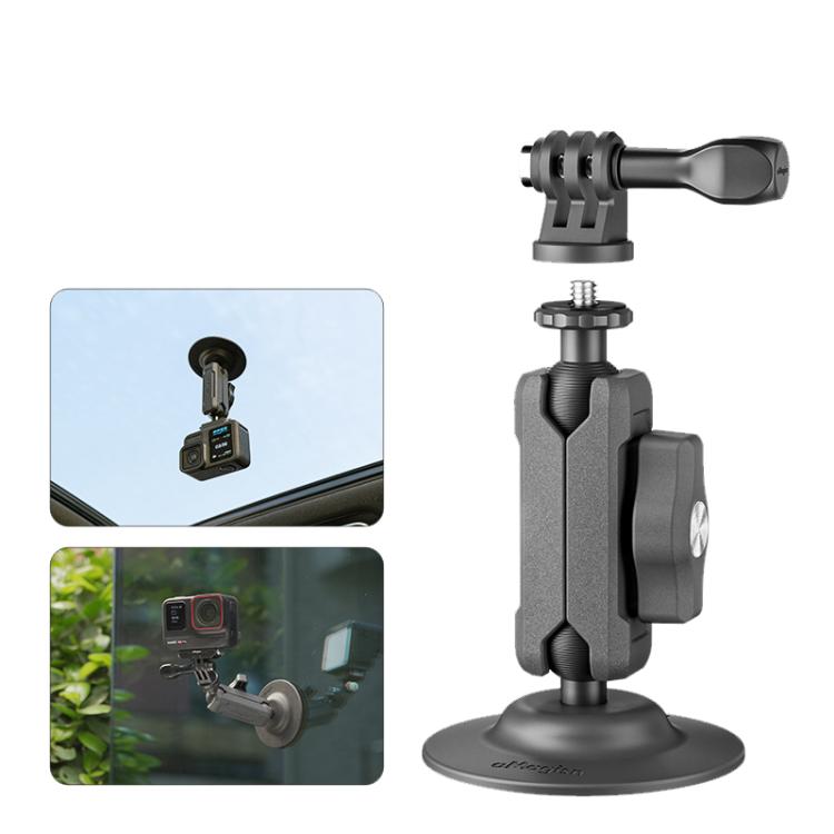 aMagisn Metal Arm Clamp Mount Adhesive Base with 1/4-inch Joint Ball For Insta360, DJI, GoPro Cameras - Black