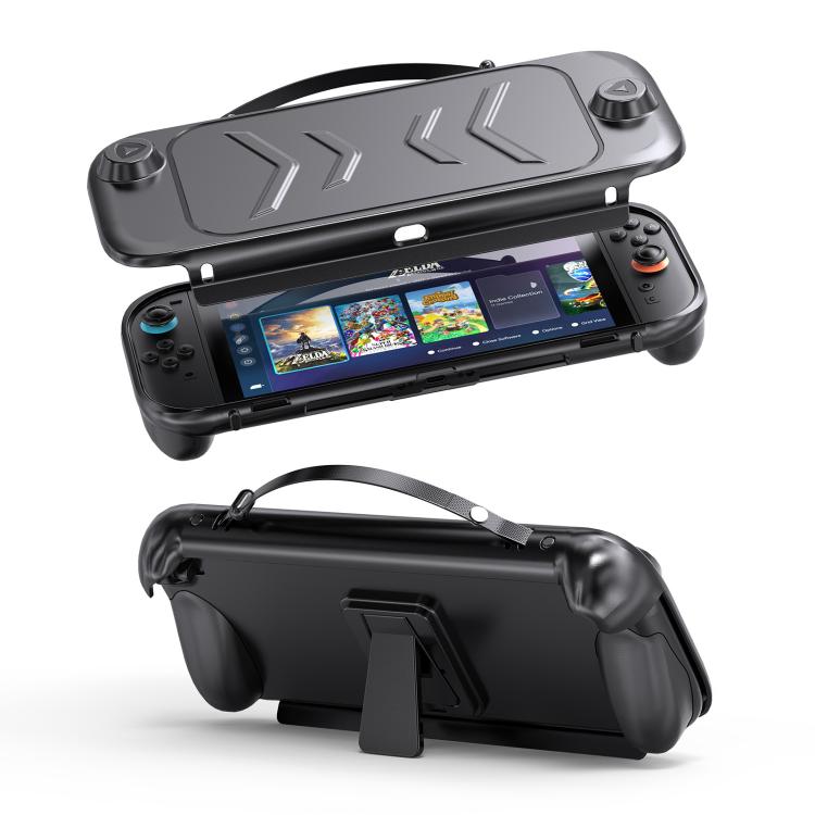 For Nintendo Switch 2 Full-Body Protective Case TPU Base + ABS Cover with Built-in Stand & Carrying Handle