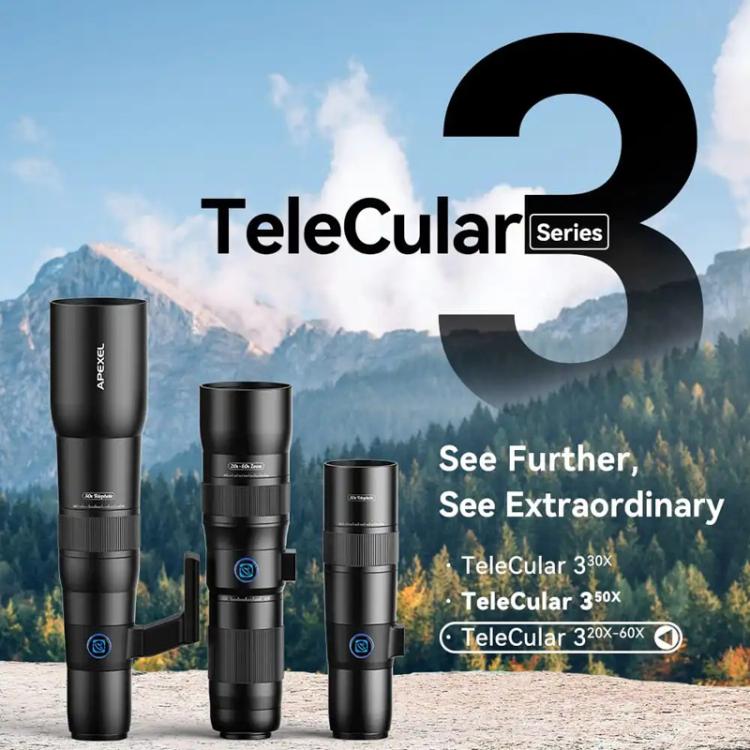 APEXEL TeleCular 3 20X-60X Zoom Lens Kit for Smartphones HD Super Telephoto Long-Range Shooting with Tripod Adapter