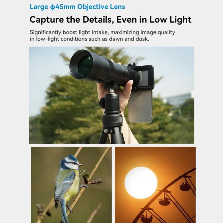 APEXEL TeleCular 3 20X-60X Zoom Lens Kit for Smartphones HD Super Telephoto Long-Range Shooting with Tripod Adapter