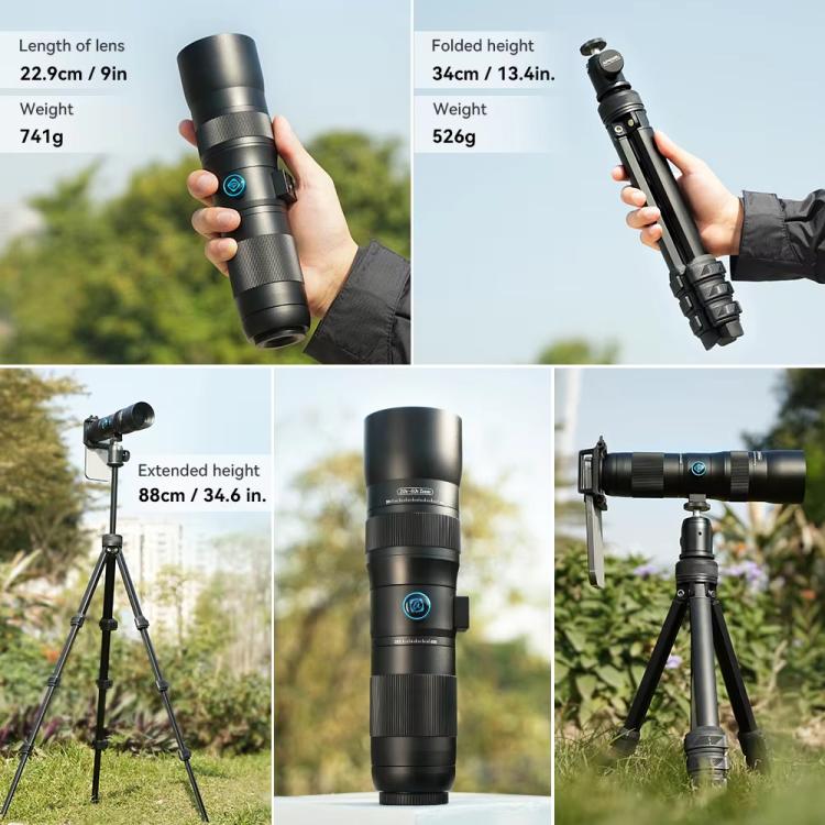 APEXEL TeleCular 3 20X-60X Zoom Lens Kit for Smartphones HD Super Telephoto Long-Range Shooting with Tripod Adapter