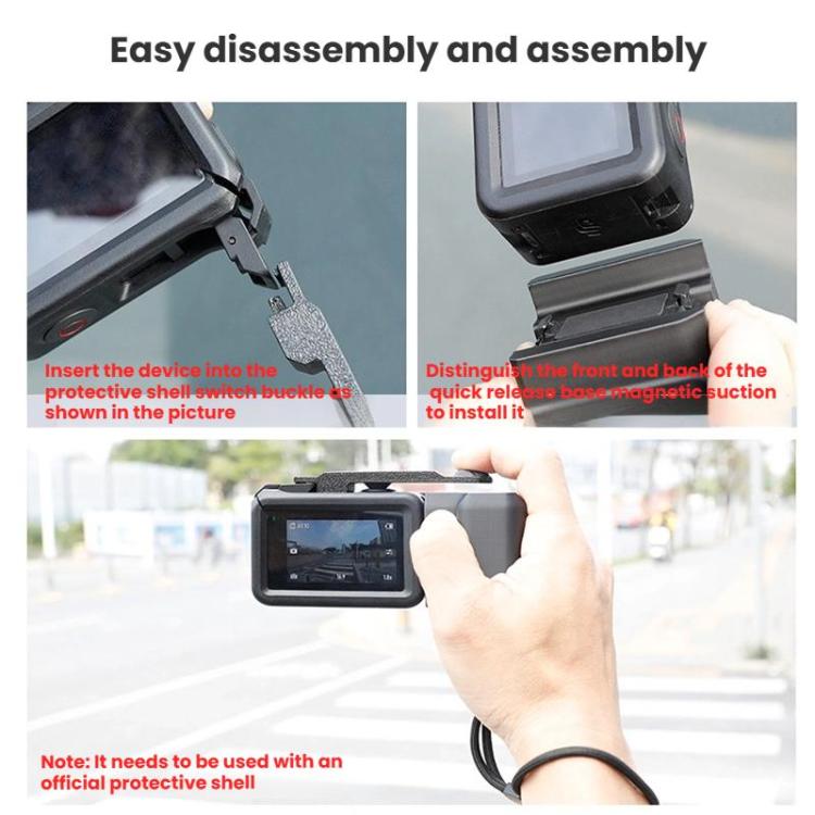 Street Vlogging Handle For DJI Osmo Action 5 Pro / Action 4 / Action 3 Magnetic Grip - Black