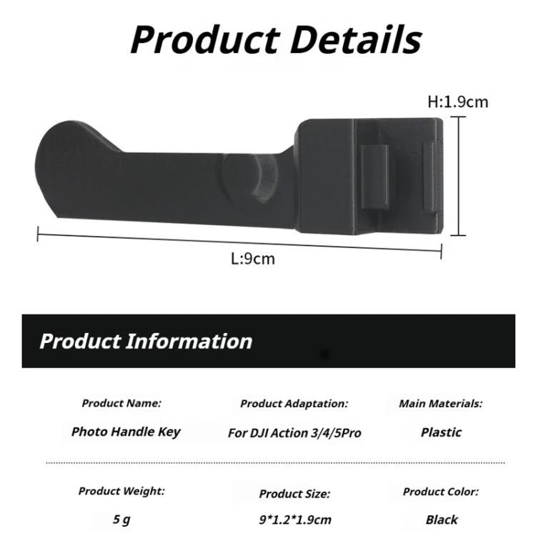 Street Vlogging Handle For DJI Osmo Action 5 Pro / Action 4 / Action 3 Magnetic Grip - Black