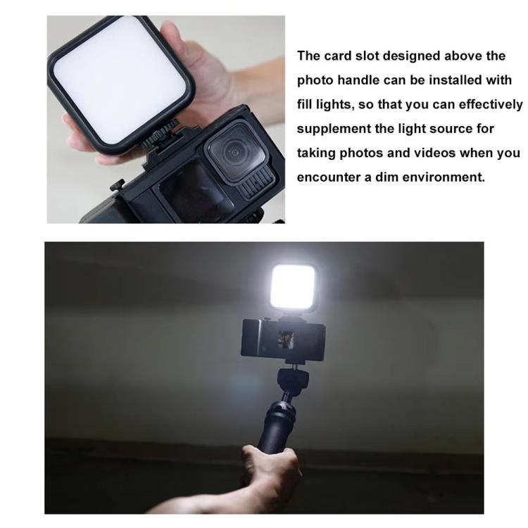 Street Vlogging Handle For GoPro HERO13 Black / 12 Black / 11 Black / 10 Black / 9 Black - Black