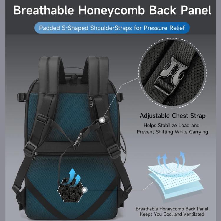 Tigernu Expandable Business Backpack 17-Inch Laptop Bag Wet/Dry Separation Pockets Blue