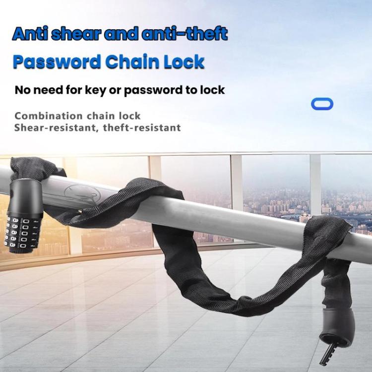 105cm Bicycle Chain Lock 5 Digit Combination Lock - Black