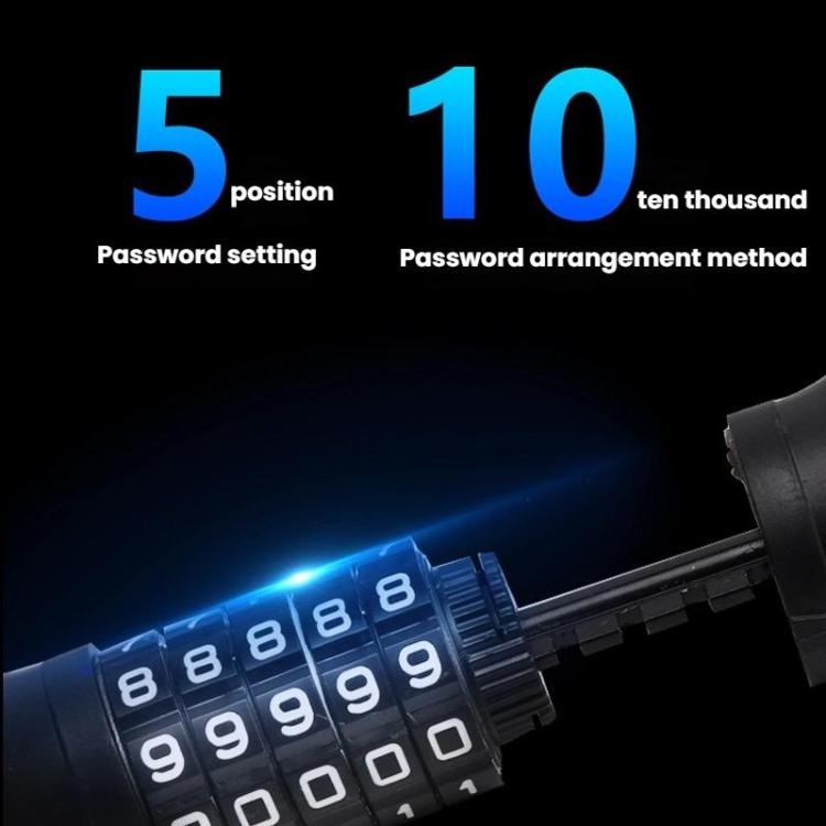 105cm Bicycle Chain Lock 5 Digit Combination Lock - Black