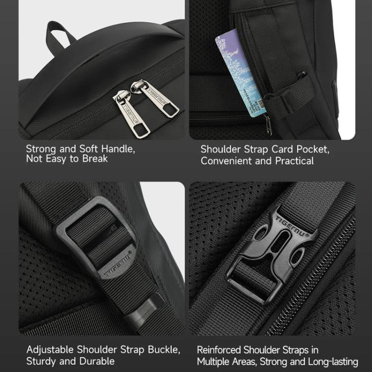 Tigernu T-B9836 3-in-1 Detachable Men Backpack Convertible Travel Laptop Bag for Sports & Commuting - Black