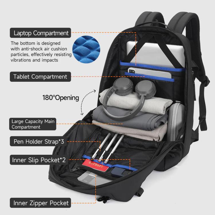Tigernu T-B9836 3-in-1 Detachable Men Backpack Convertible Travel Laptop Bag for Sports & Commuting - Black