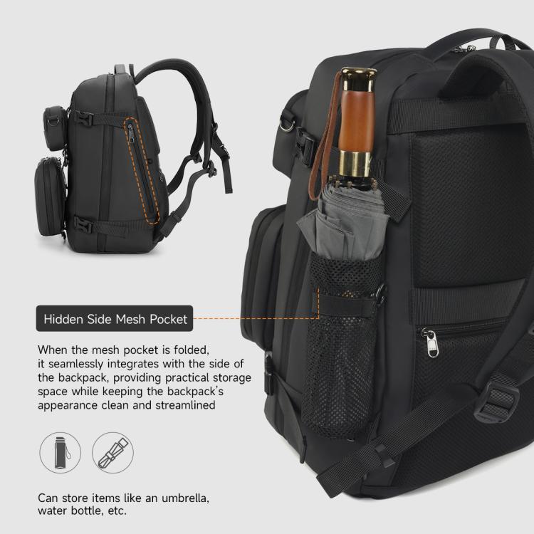 Tigernu T-B9836 3-in-1 Detachable Men Backpack Convertible Travel Laptop Bag for Sports & Commuting - Black