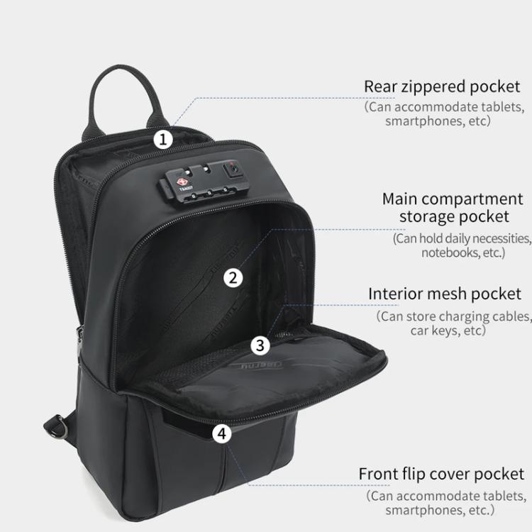 Tigernu Men Large Capacity Chest Bag Anti-Theft Crossbody Shoulder Bag with TSA007 Approved Lock - Black