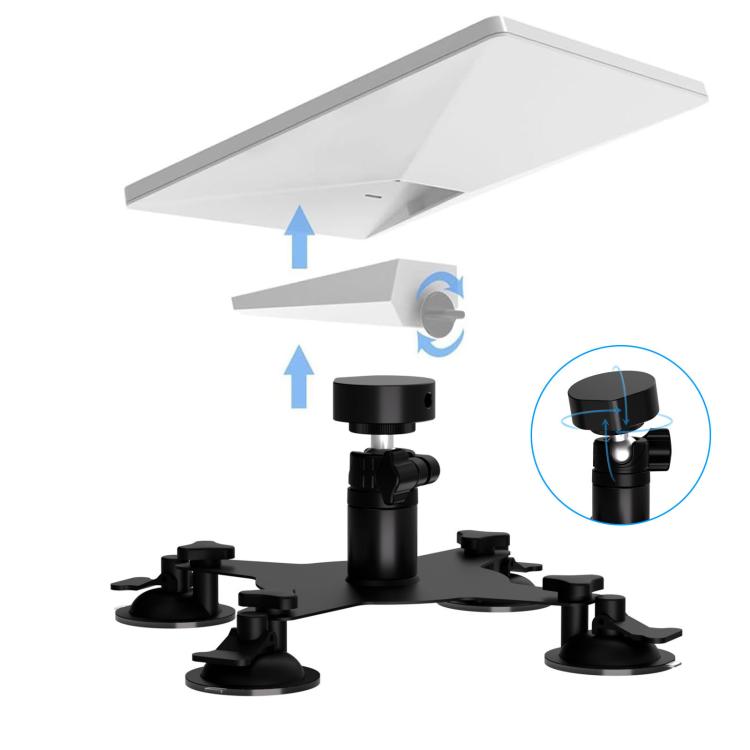 For Starlink Mini Magnetic Car Mount Suction Cup Bracket + Connection Block - Black