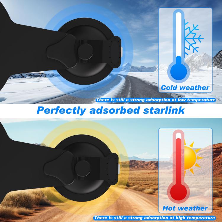 For Starlink Mini Magnetic Car Mount Suction Cup Bracket + Connection Block - Black