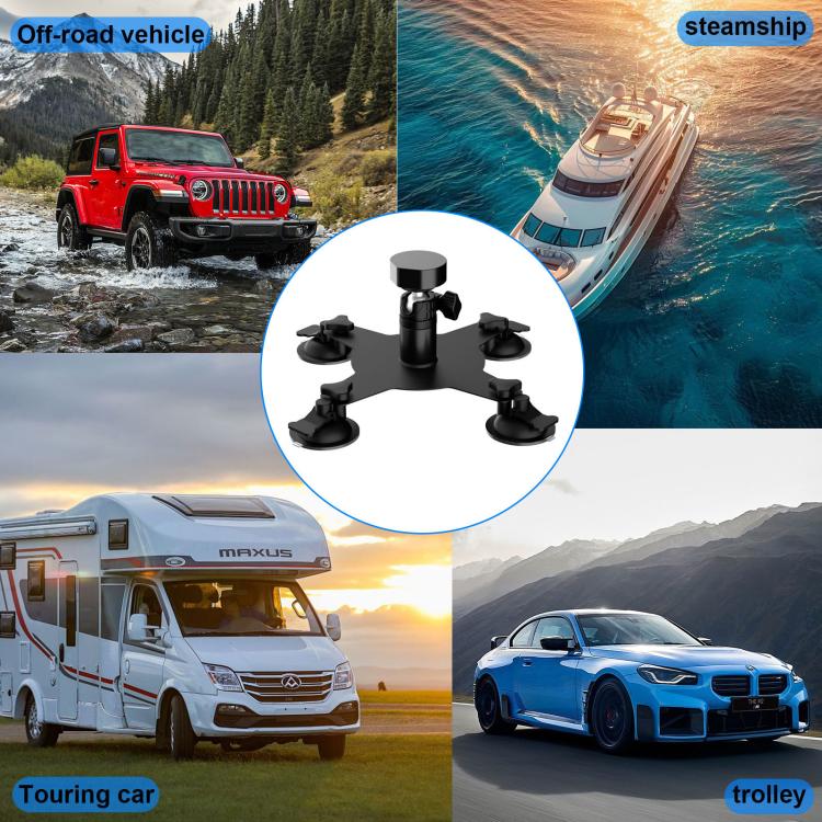 For Starlink Mini Magnetic Car Mount Suction Cup Bracket + Connection Block - Black
