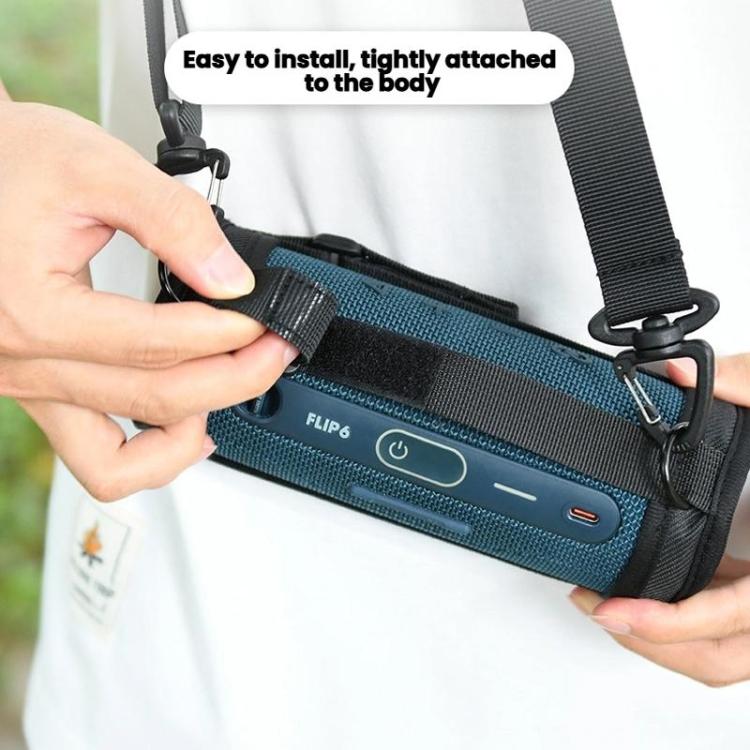 For JBL Flip 7/6 Bluetooth Speaker Portable Protective Case With Single Shoulder Strap - Black