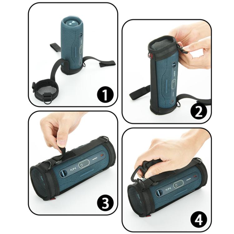 For JBL Flip 7/6 Bluetooth Speaker Portable Protective Case With Single Shoulder Strap - Black