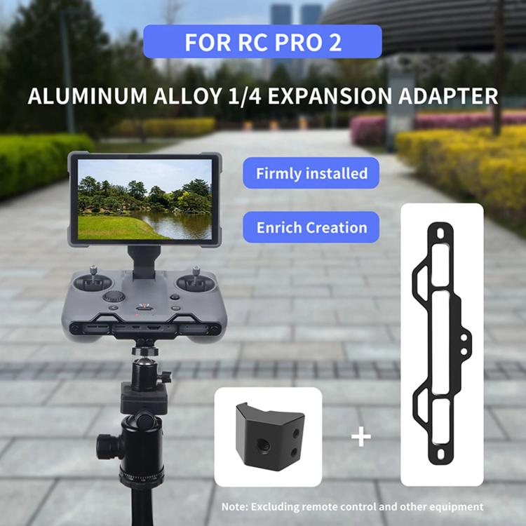 For DJI RC Pro 2 Aluminum Alloy 1/4-inch Tripod Adapter Mounting Bracket - Black