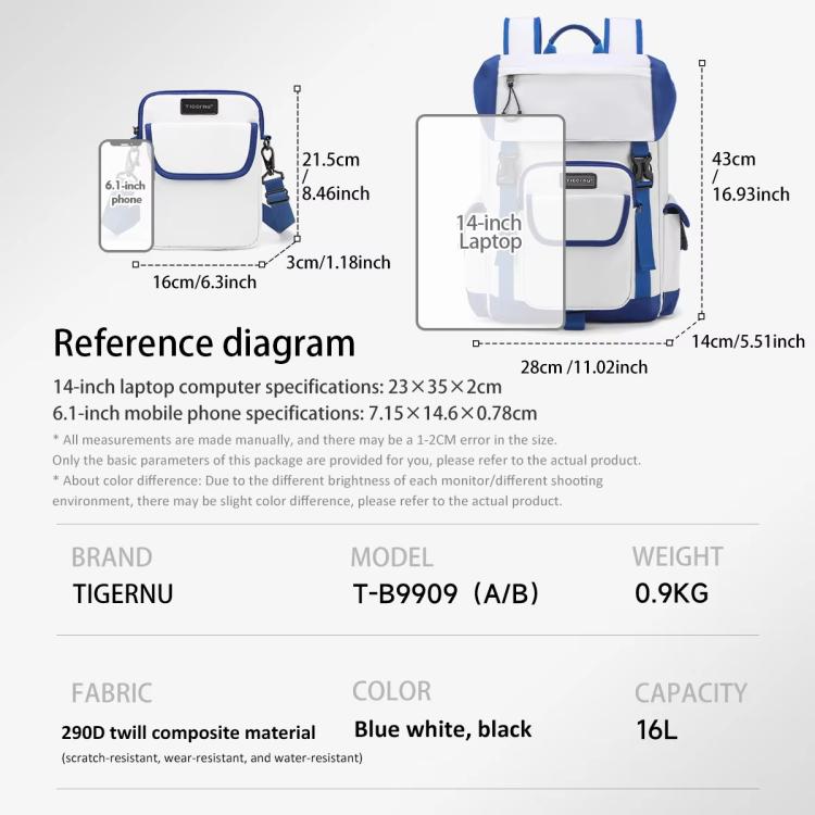 Tigernu School Backpack 14-Inch Laptop Bag With Flip-Top For Travel, Work & Daily Use Blue Regular