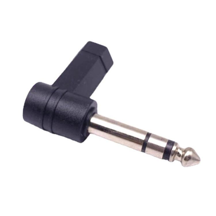 6.35mm To 3.5mm Plug 90 Degree Headphone Microphone Audio Adapter - Black