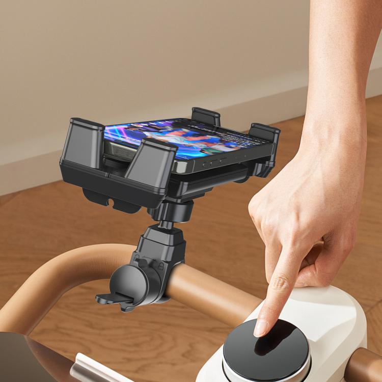 Bicycle Fitness Equipment Mobile Phone Tablet Universal Anti-Slip Bracket - Black