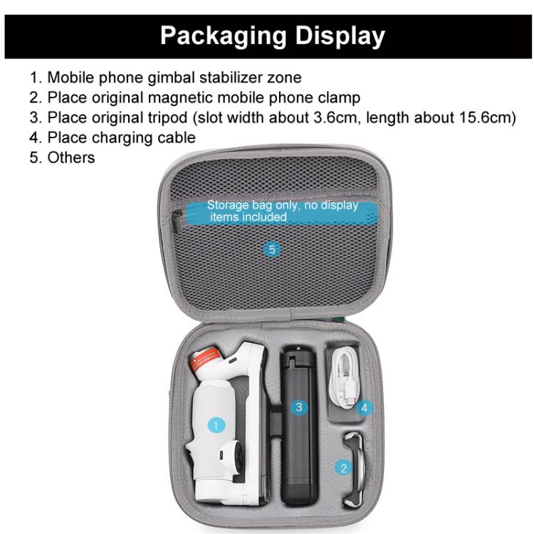 For Insta360 Flow Smartphone Gimbal Stabilizer BKANO Shoulder Bag Waterproof Portable Storage Case - Gray