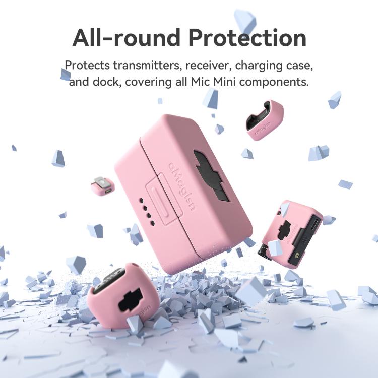 For DJI Mic Mini aMagisn MP01 Silicone Protective Case, Color: 4 In 1 Black