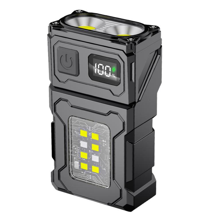 E-SMARTER DC08 Super Bright Floodlight Side Light Rechargeable Mini Flashlight - Black