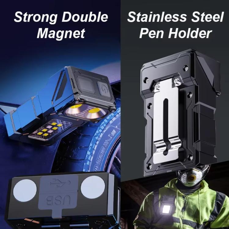 E-SMARTER DC08 Super Bright Floodlight Side Light Rechargeable Mini Flashlight - Black