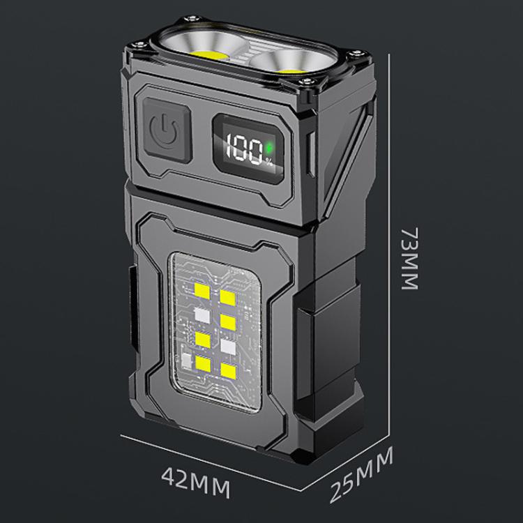 E-SMARTER DC08 Super Bright Floodlight Side Light Rechargeable Mini Flashlight - Black