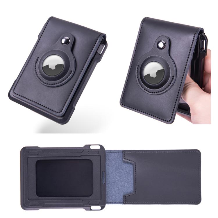 For AirTag 2nd Gen / AirTag 1st Gen Cowhide Metal Wallet Credit Card Bag RFID Anti Theft Badge Card Holder