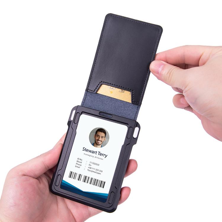 For AirTag 2nd Gen / AirTag 1st Gen Cowhide Metal Wallet Credit Card Bag RFID Anti Theft Badge Card Holder