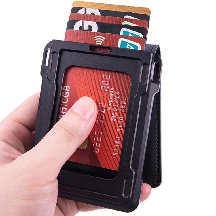 For AirTag 2nd Gen / AirTag 1st Gen Cowhide Metal Wallet Credit Card Bag RFID Anti Theft Badge Card Holder