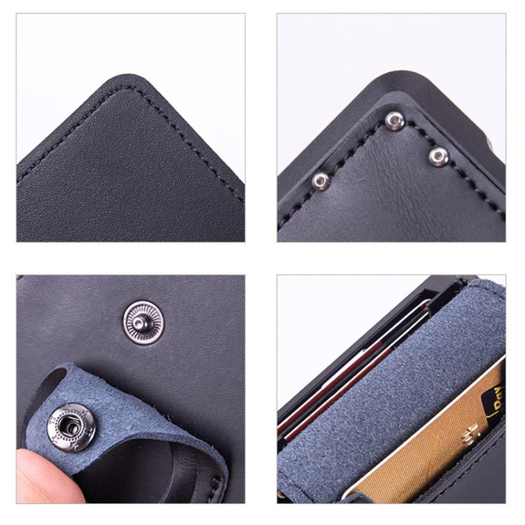 For AirTag 2nd Gen / AirTag 1st Gen Cowhide Metal Wallet Credit Card Bag RFID Anti Theft Badge Card Holder
