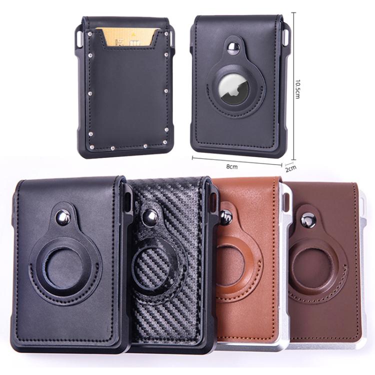 For AirTag 2nd Gen / AirTag 1st Gen Cowhide Metal Wallet Credit Card Bag RFID Anti Theft Badge Card Holder